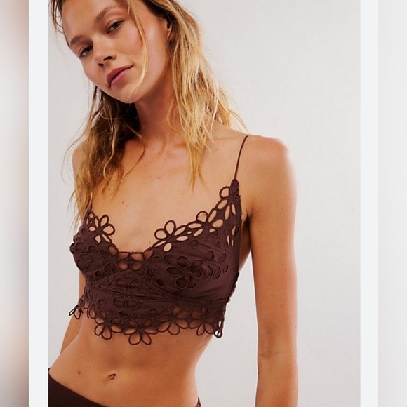 Free People Intimately Free Asteria dark brown Hot Fudge Bralette top size small - Picture 1 of 2